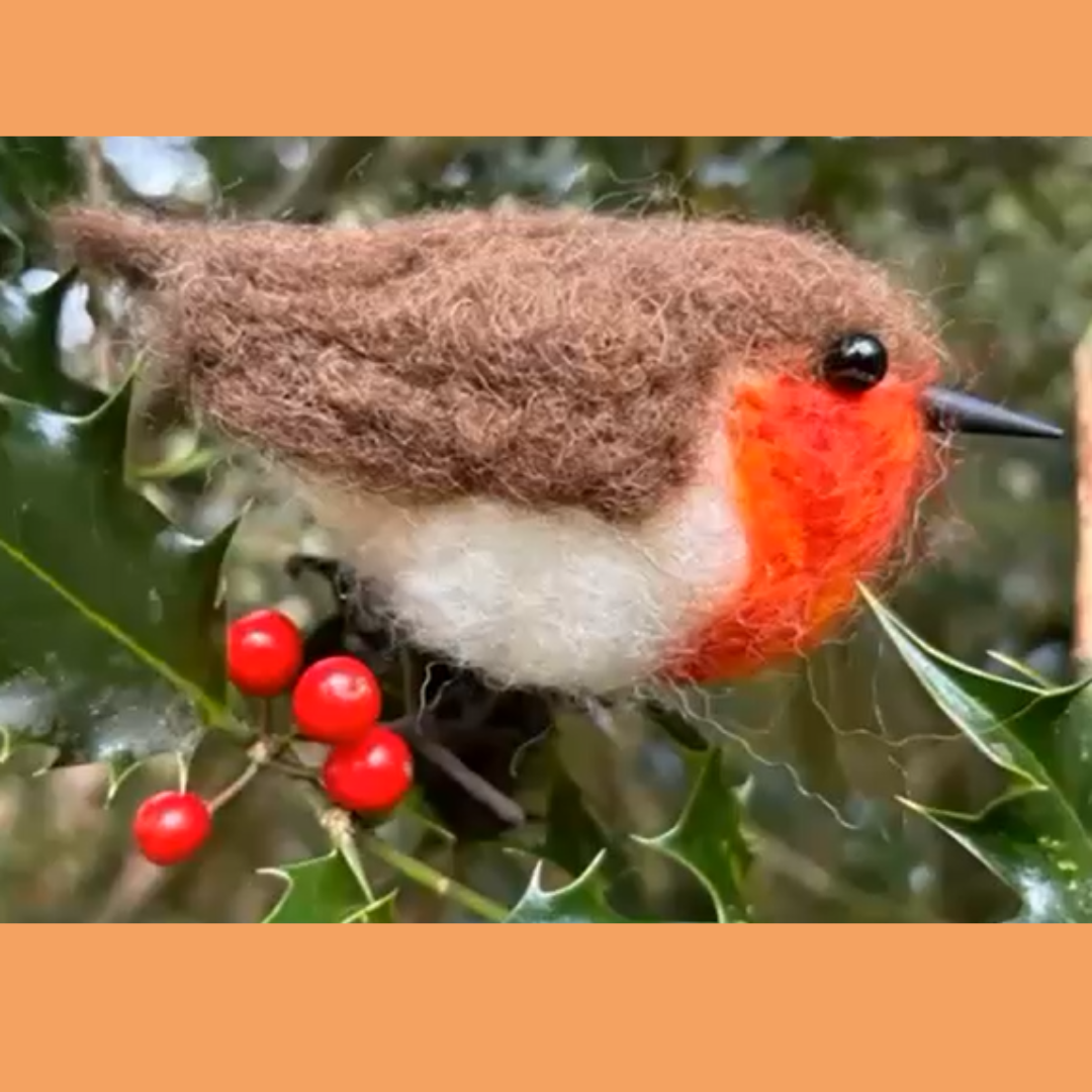 Felting a Christmas Robin
