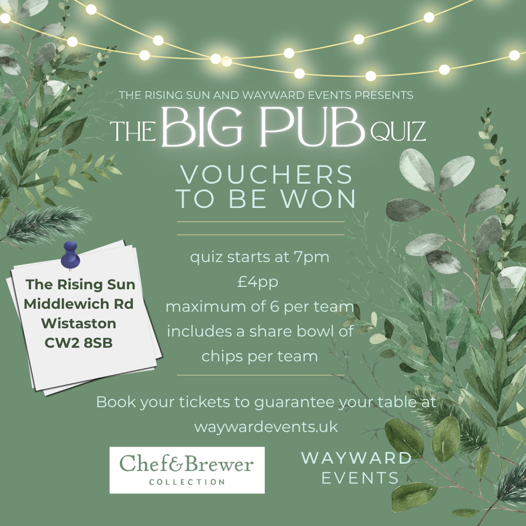 The BIG PUB QUIZ with The Rising Sun (multiple dates)